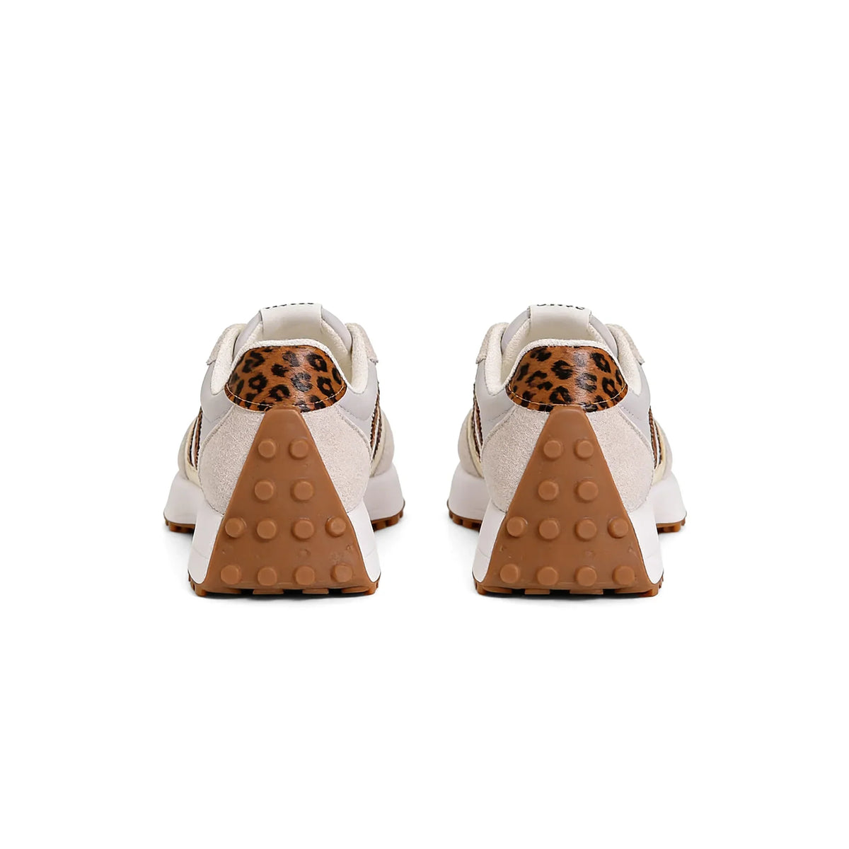 Gestreifte Freizeit-Sneaker CloudLane | Off-White mit Leopardenmuster