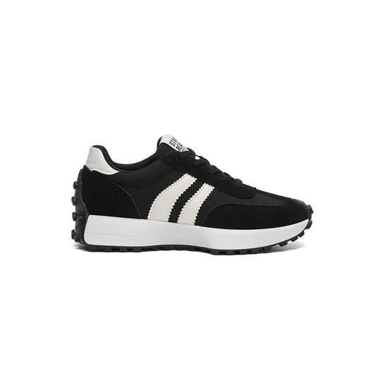 Gestreifte Freizeit-Sneaker CloudLane | Schwarz
