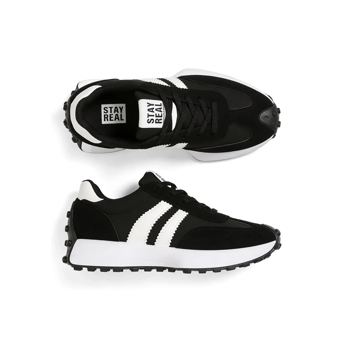 Gestreifte Freizeit-Sneaker CloudLane | Schwarz