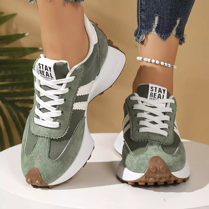 Gestreifte Freizeit-Sneaker CloudLane | Grün